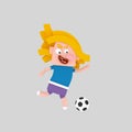 Blonde girl playing football 3D