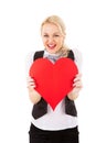 Blonde girl and red heart Royalty Free Stock Photo