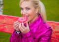 Blonde young woman on a diet, lifestyle Royalty Free Stock Photo