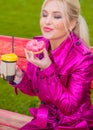 Blonde young woman on a diet, lifestyle Royalty Free Stock Photo