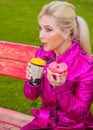 Blonde young woman on a diet, lifestyle Royalty Free Stock Photo