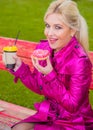 Blonde young woman on a diet, lifestyle Royalty Free Stock Photo