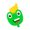 Blonde haired frog head smiling friendly face, doodle icon image kawaii