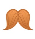 Blonde handlebar mustache with exaggerated curves. Suitable for character art, costume visuals, or whimsical designs. Vector Royalty Free Stock Photo