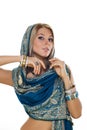 Blonde in Indian jewelry Royalty Free Stock Photo