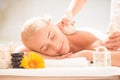 Blonde lady enjoying massages Royalty Free Stock Photo