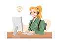 Blonde operator in headphones, call center worker Royalty Free Stock Photo