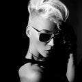 Blonde punk fashion style black and white photo