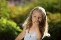 Blonde sad little girl Royalty Free Stock Photo