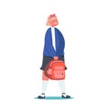 Blonde Schooler Girl with Rucksack with Happy Face Expression, Student Education Concept. Cheerful Schoolgirl Character