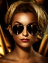 Blonde wearing stylish sunglasses Royalty Free Stock Photo