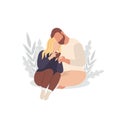 Cute traditional family cuddling vector illustration