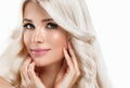 Blonde Woman Beautiful Portrait. Cosmetic concept, platinum Blond Hair Model Girl with manicure. Royalty Free Stock Photo