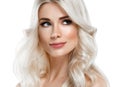 Blonde Woman Beautiful Portrait. Cosmetic concept, platinum Blond Hair Model Girl. Royalty Free Stock Photo