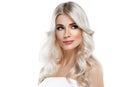 Blonde Woman Beautiful Portrait. Cosmetic concept, platinum Blond Hair Model Girl. Royalty Free Stock Photo