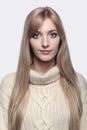 Blonde woman in cashmere sweater Royalty Free Stock Photo