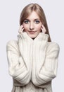 Blonde woman in cashmere sweater Royalty Free Stock Photo