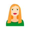 Blonde woman flat icon with green dress businesswoman avatar