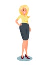 Blonde Woman in Formal Clothes Vector Illustration