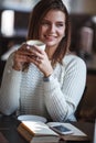 Blonde woman holding cup of coffee Royalty Free Stock Photo