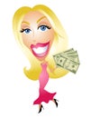 Blonde Woman Smiling With Money