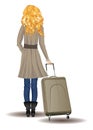 Blonde Woman with Suitcase