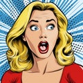 Blonde Woman Pop Art Illustration: Shocking Surprise In Lichtenstein Style