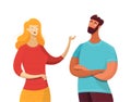 Blonde woman talking with man vector illustration