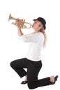 Blonde Woman Trumpet Player Royalty Free Stock Photo