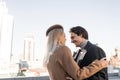 blonde woman in beret hugging young Royalty Free Stock Photo