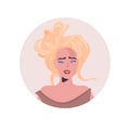 Blonde young woman profile avatar beautiful girl face female cartoon character portrait Royalty Free Stock Photo