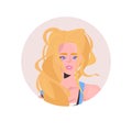 Blonde young woman profile avatar beautiful girl face female cartoon character portrait Royalty Free Stock Photo