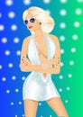 Blonder girl on disco party Royalty Free Stock Photo