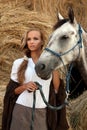 Blondie girl with horse