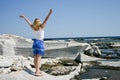 Blondie on marble beach