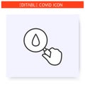 Blood analysis line icon. Drop under loupe