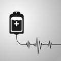 Blood bag with heart beat. Donate concept. Vector illustration EPS 10. Royalty Free Stock Photo