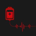Blood bag with heart beat. Donate concept. Vector illustration EPS 10. Royalty Free Stock Photo