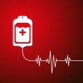 Blood bag with heart beat. Donate concept. Vector illustration EPS 10. Royalty Free Stock Photo