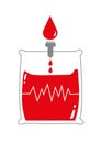 Blood Bag with Life Signal. Editable Clip Art.