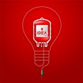 Blood bag red color and Incandescent light bulb frame shape made