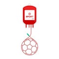 Blood bag red color with soccer ball shape made from cord illustration Royalty Free Stock Photo