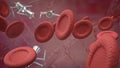 The blood cell and nano bot for sci or education concept 3d rendering