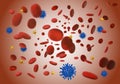 Blood cells and bacteria of the virus in the blood Royalty Free Stock Photo
