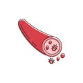 Blood cells flowing through vein vector icon symbol isolated on white background Royalty Free Stock Photo