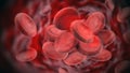 Blood cells inside the vein. 3D illustration