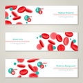 Blood cells. Medical concept banners set Royalty Free Stock Photo