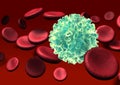 Blood cells with virus Royalty Free Stock Photo