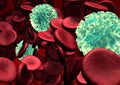 Blood cells with virus Royalty Free Stock Photo