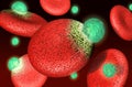 Blood cells with virus Royalty Free Stock Photo